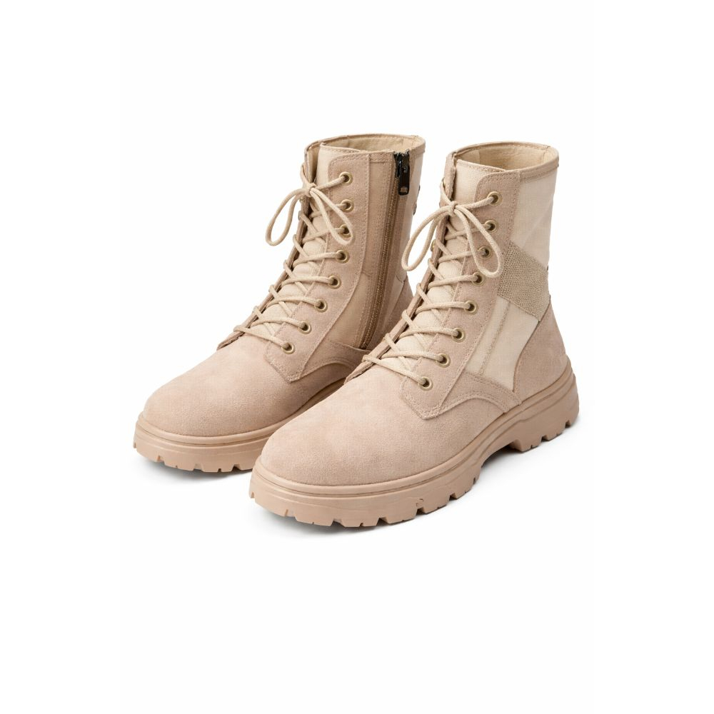 Mens Beige Suede Slip On Casual Shoes with Strap Detail